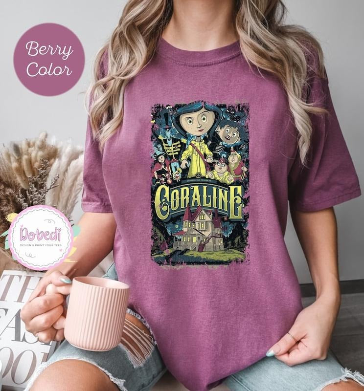 Coraline Best For Coraline Movie Vintage Retro Horror Comfort Colors T-Shirt, Cartoon Shirt