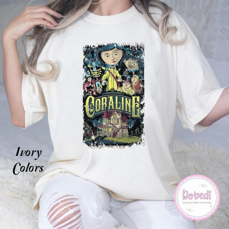 Coraline Best For Coraline Movie Vintage Retro Horror Comfort Colors T-Shirt, Cartoon Shirt