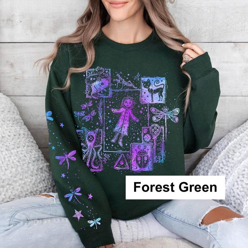 Coraline Dreaming Tunnel to Parallel World color Sweatshirt Hoodie, famous horror movies tshirt, Horror Character Shirt, Halloween Crewneck Sweatshirt