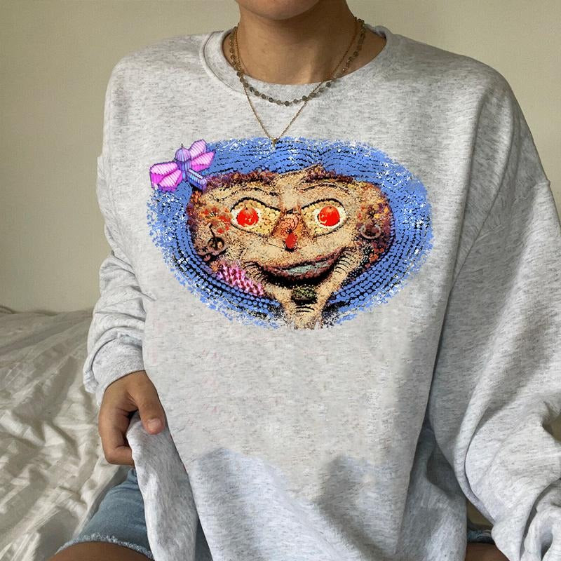 Coraline Garden Face Scary T-Shirt, Horror Coraline movies, Horror Character Shirt, Halloween Crewneck Sweatshirt Cotton Womenswear