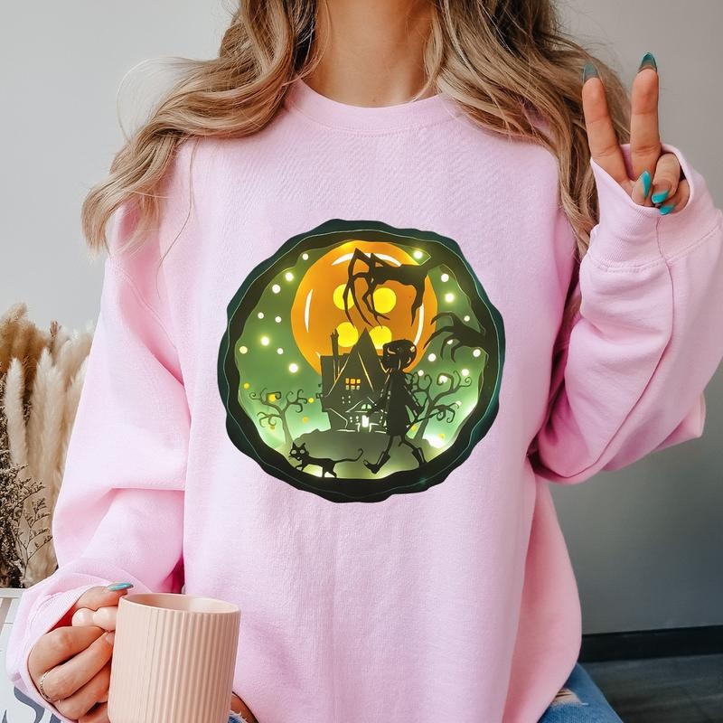 Coraline Moon Button Shirt, Horror Coraline movies, Horror Character Shirt, Halloween Crewneck Sweatshirt