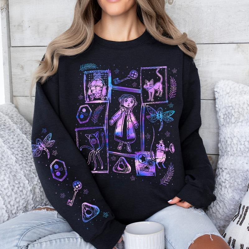 Coraline Three Ghost finding Tunnel color inspired Sweatshirt Hoodie, Coraline Fantasy movies tshirt, Horror Character Shirt, Halloween Crewneck Sweat