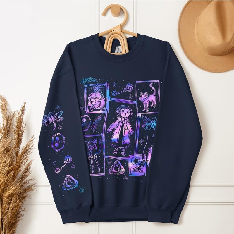 Coraline Three Ghost finding Tunnel color inspired Sweatshirt Hoodie, Coraline Fantasy movies tshirt, Horror Character Shirt, Halloween Crewneck Sweat
