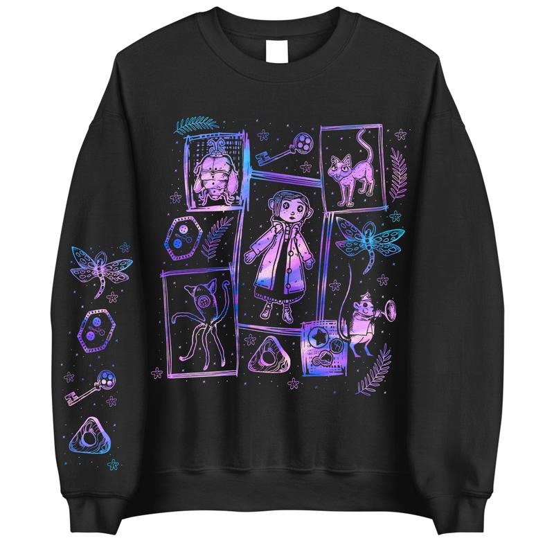 Coraline Three Ghost finding Tunnel color inspired Sweatshirt Hoodie, Coraline Fantasy movies tshirt, Horror Character Shirt, Halloween Crewneck Sweat
