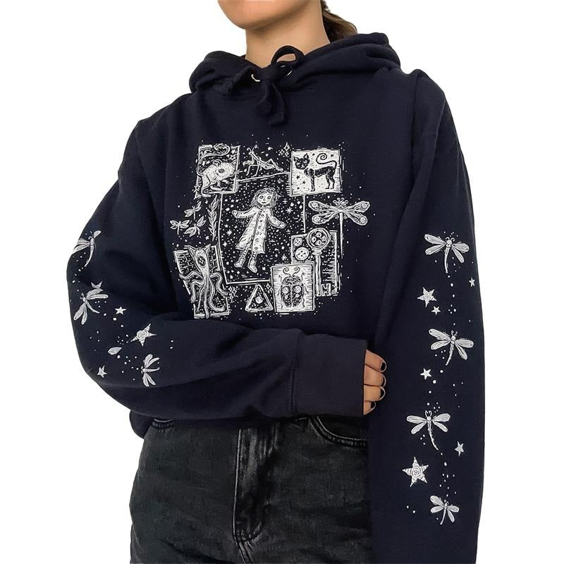 Coraline dreaming 2 sleeve style Hoodie, famous horror movies tshirt, Horror Character Shirt, Halloween Crewneck Sweatshirt Sweaters