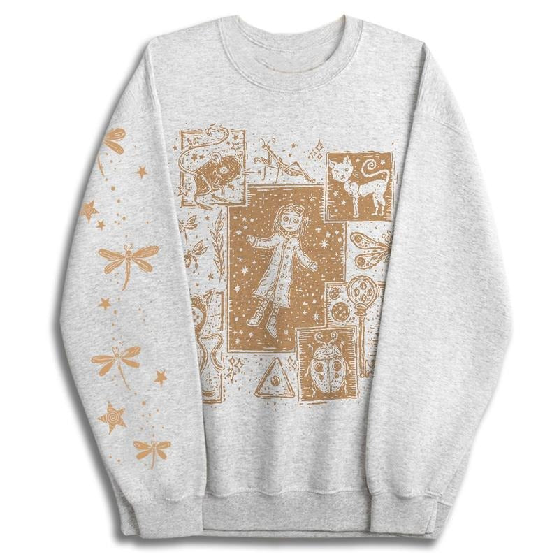 Coraline dreaming Golden style Sweatshirt Hoodie, famous horror movies tshirt, Horror Character Shirt, Halloween Crewneck Sweatshirt Sweaters