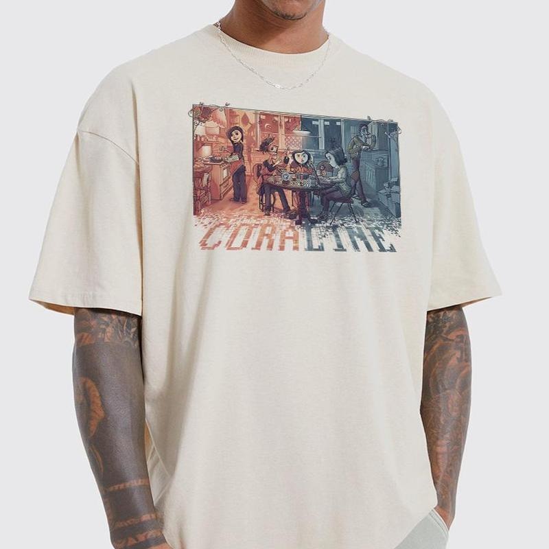 Coraline half and half Word Shirt, The real world and the Another World Coraline, Horror Movie Merch, Halloween Christmas Gift, gift for Friends