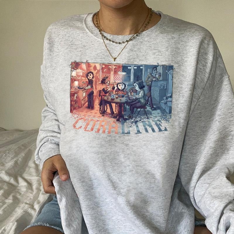 Coraline half and half Word Shirt, The real world and the Another World Coraline, Horror Movie Merch, Halloween Christmas Gift, gift for Friends