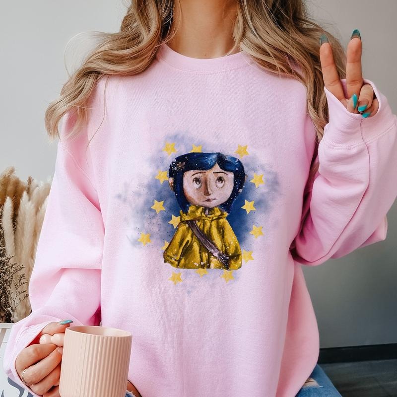 Coraline in Sky of Star Sweatshirt, Coraline Horror Movies, Coraline Sweatshirt Hoodie, Halloween Movies, Christmas Gifts