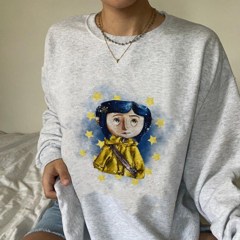 Coraline in Sky of Star Sweatshirt, Coraline Horror Movies, Coraline Sweatshirt Hoodie, Halloween Movies, Christmas Gifts