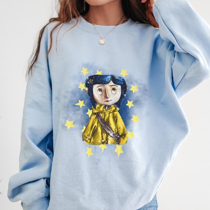 Coraline in Sky of Star Sweatshirt, Coraline Horror Movies, Coraline Sweatshirt Hoodie, Halloween Movies, Christmas Gifts