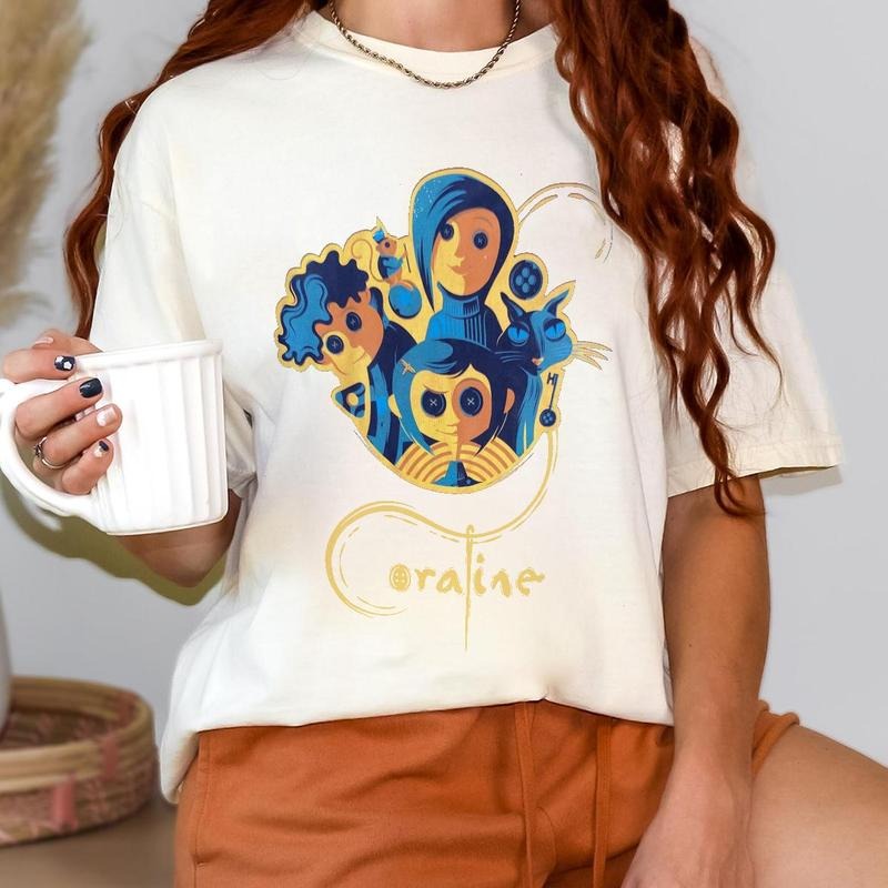 Coraline with Black Cat Another Mom, Another Wybie , Coraline horror movies tshirt, Horror Character Shirt, Halloween Crewneck Sweatshirt