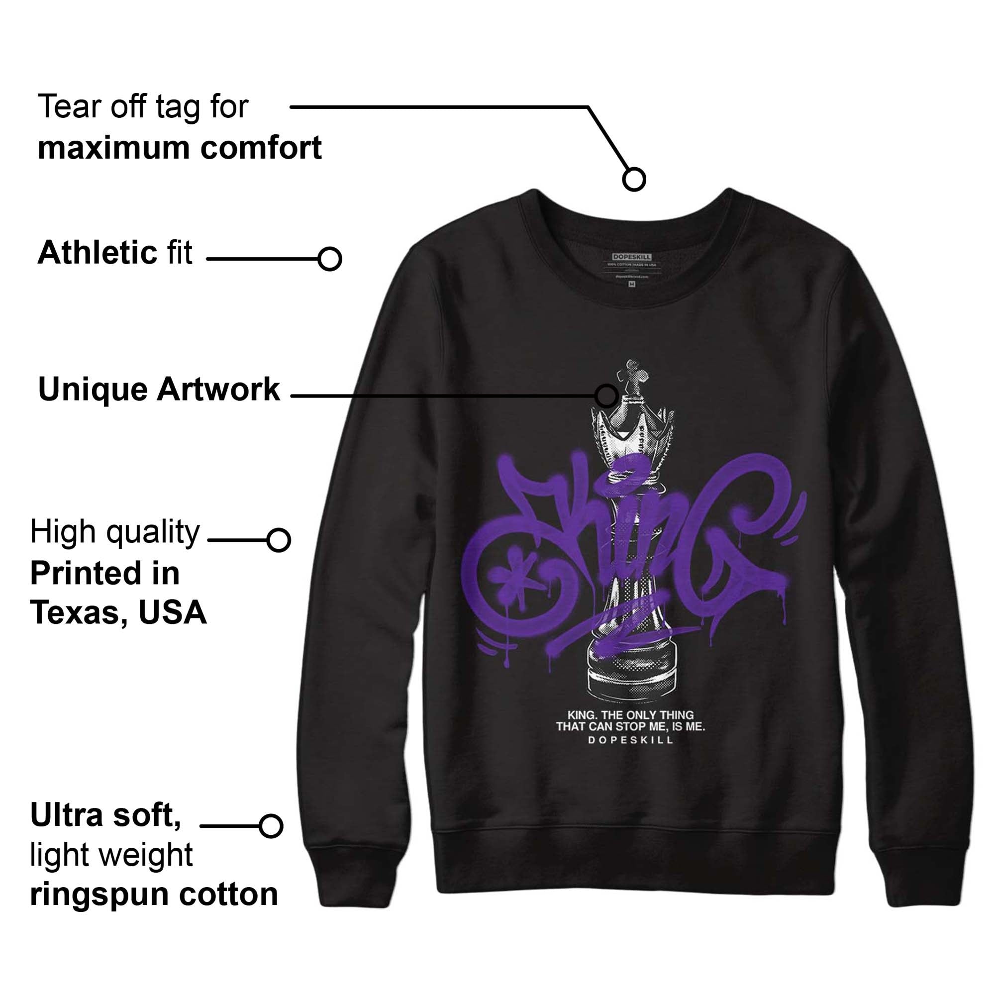 Court Purple 13s DopeSkill Sweatshirt King Chess Graphic