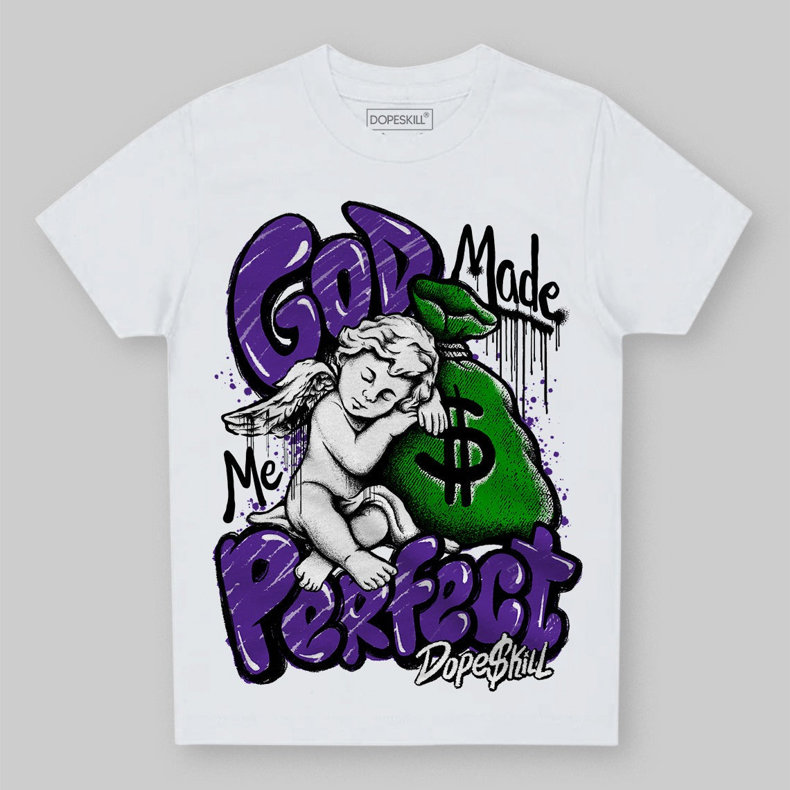 Court Purple 13s DopeSkill Toddler Kids T-shirt God Made Me Perfect Graphic