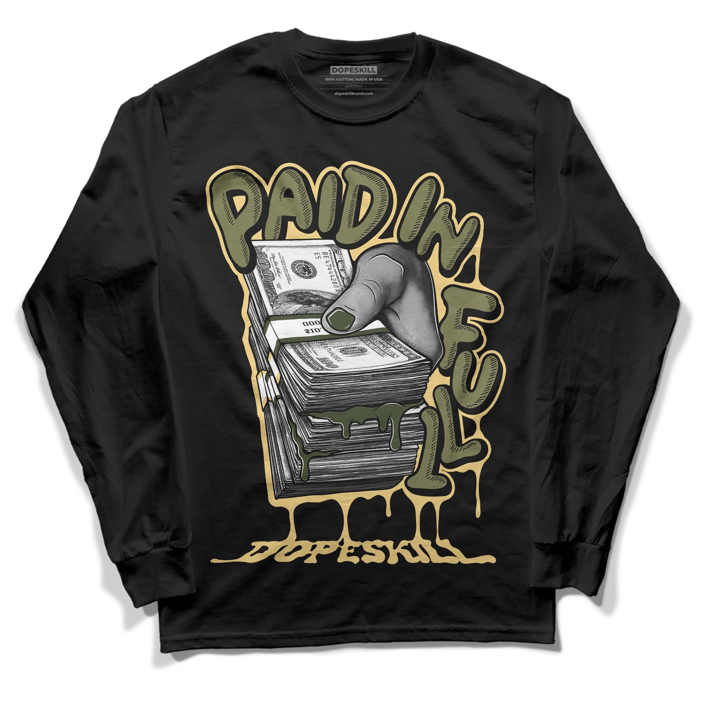 Craft Olive 4s DopeSkill Long Sleeve T-Shirt Paid In Full Graphic