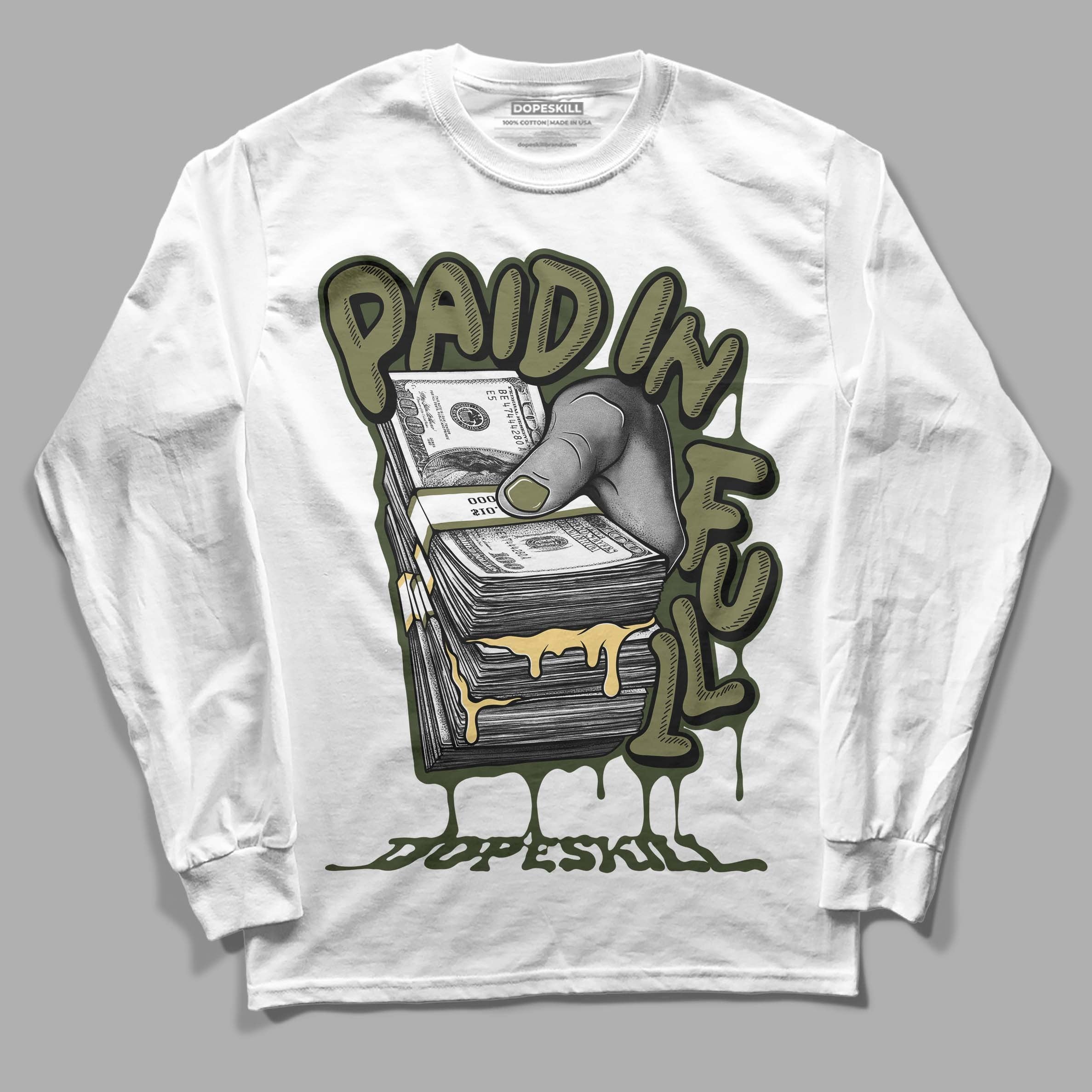 Craft Olive 4s DopeSkill Long Sleeve T-Shirt Paid In Full Graphic