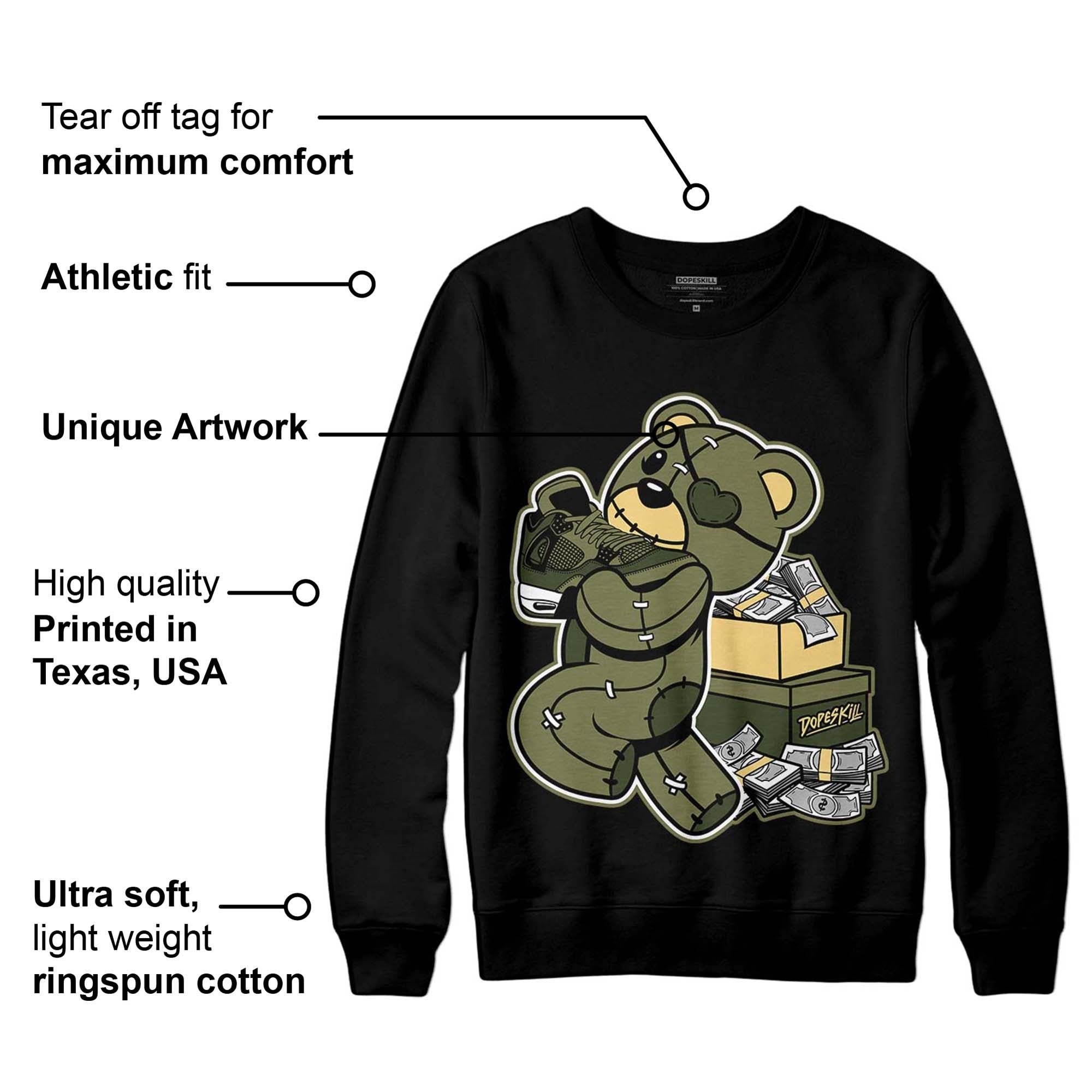Craft Olive 4s DopeSkill Sweatshirt Bear Steals Sneaker Graphic