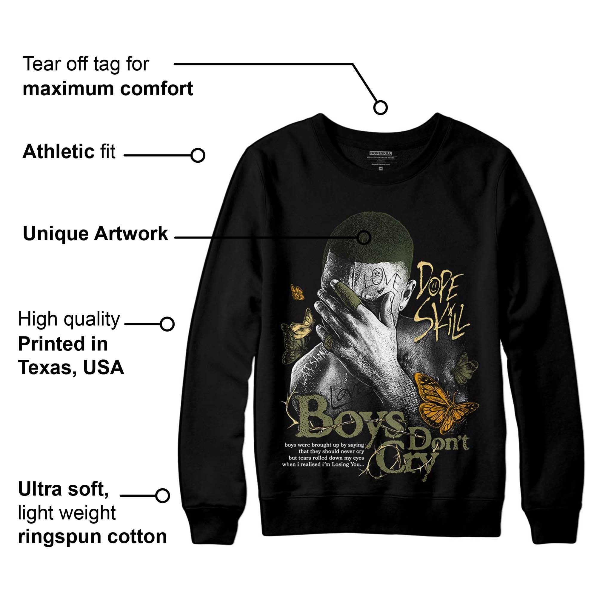 Craft Olive 4s DopeSkill Sweatshirt Boys Don't Cry Graphic