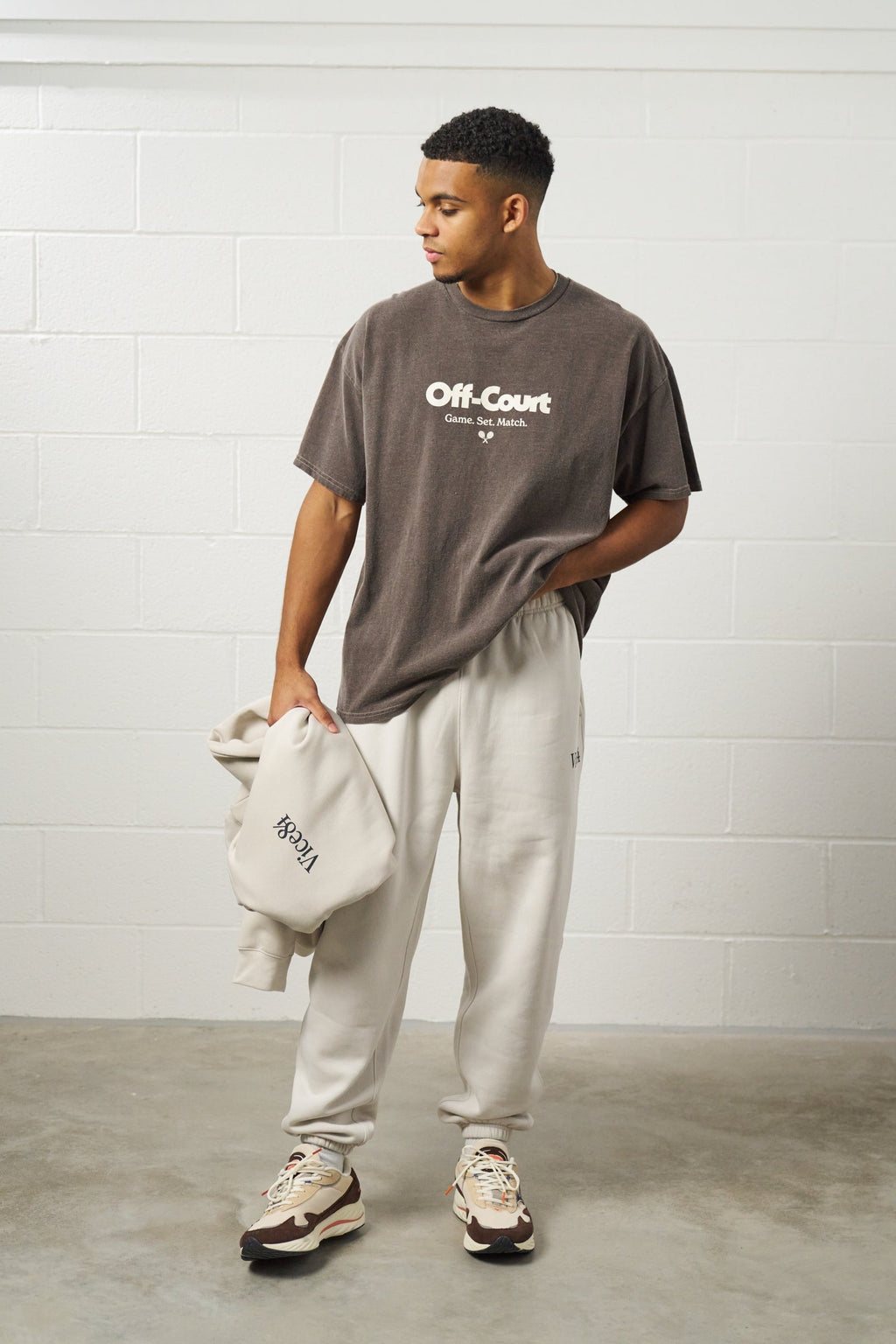 Vice 84 'Off-Court GSM' Vintage Washed Tee Twinpack - Brown/Cream