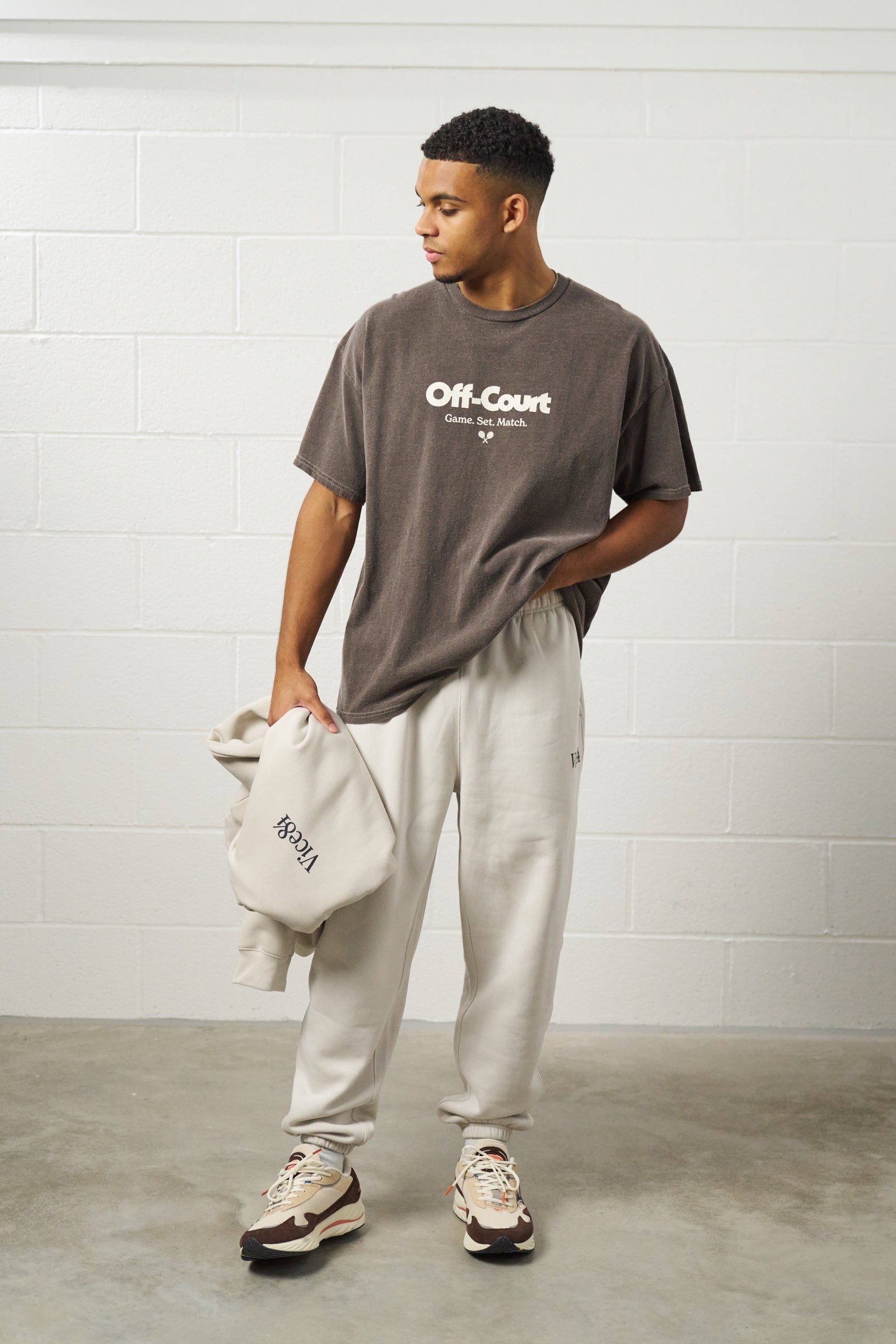 Vice 84 'Off-Court GSM' Vintage Washed Tee Twinpack - Brown/Cream
