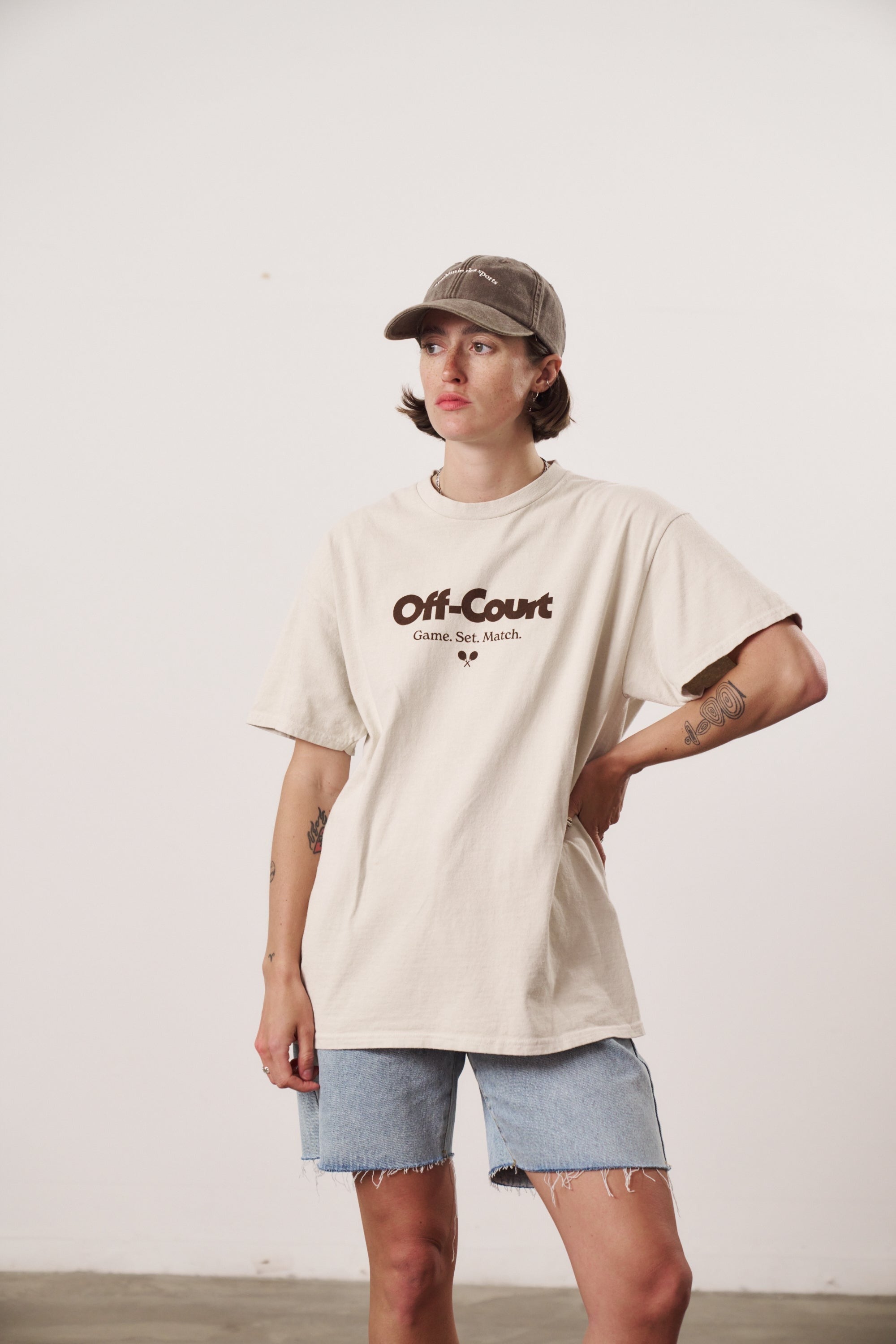 Vice 84 'Off-Court GSM' Vintage Washed Tee Twinpack - Brown/Cream