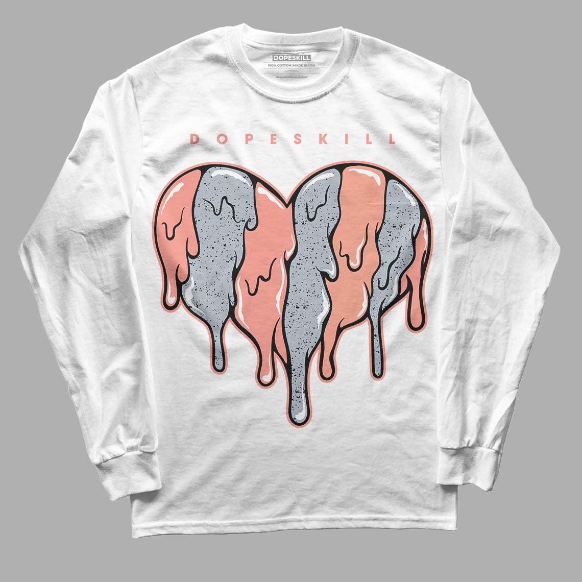 Crimson Bliss 5s DopeSkill Long Sleeve T-Shirt Slime Drip Heart Graphic