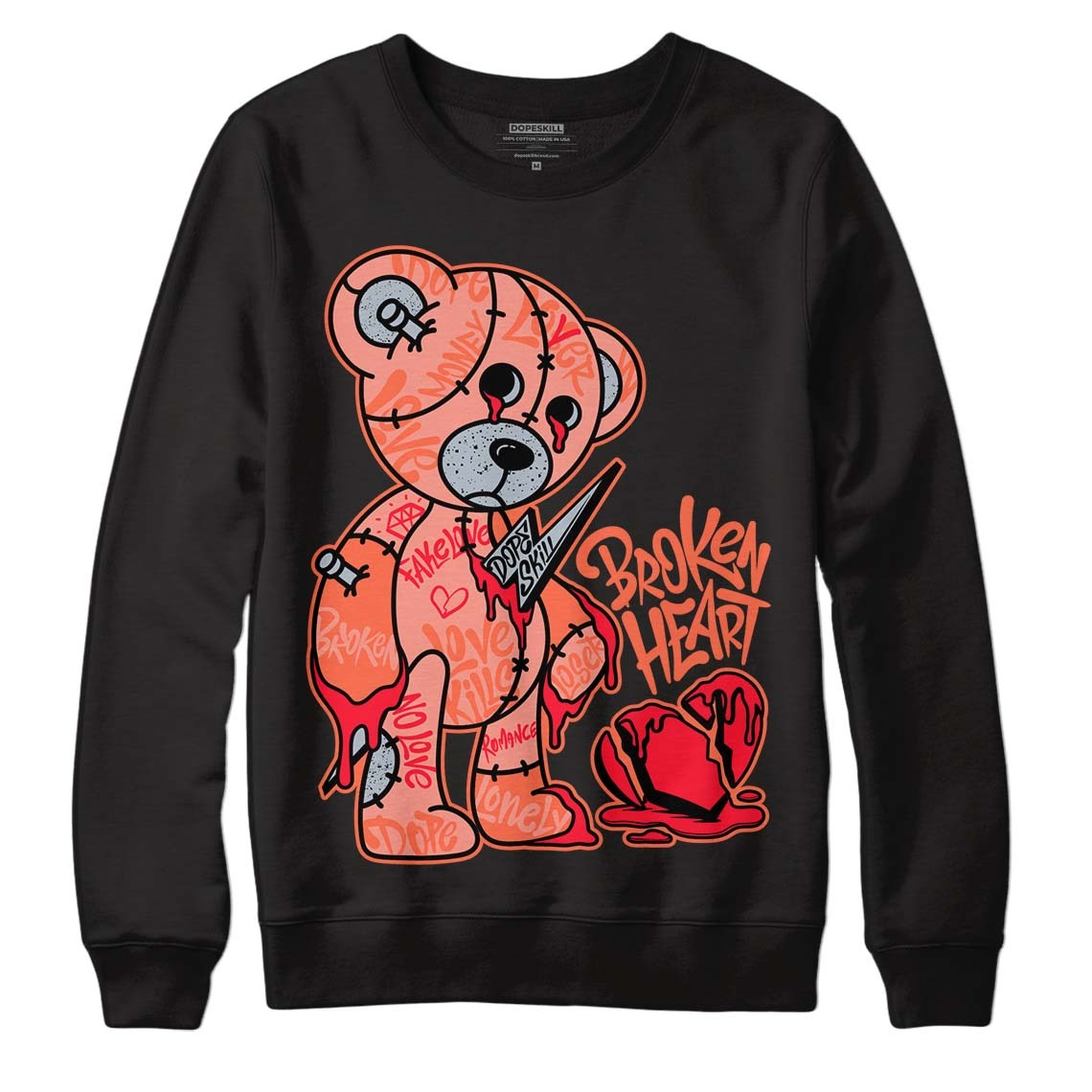 Crimson Bliss 5s DopeSkill Sweatshirt Broken Heart Graphic