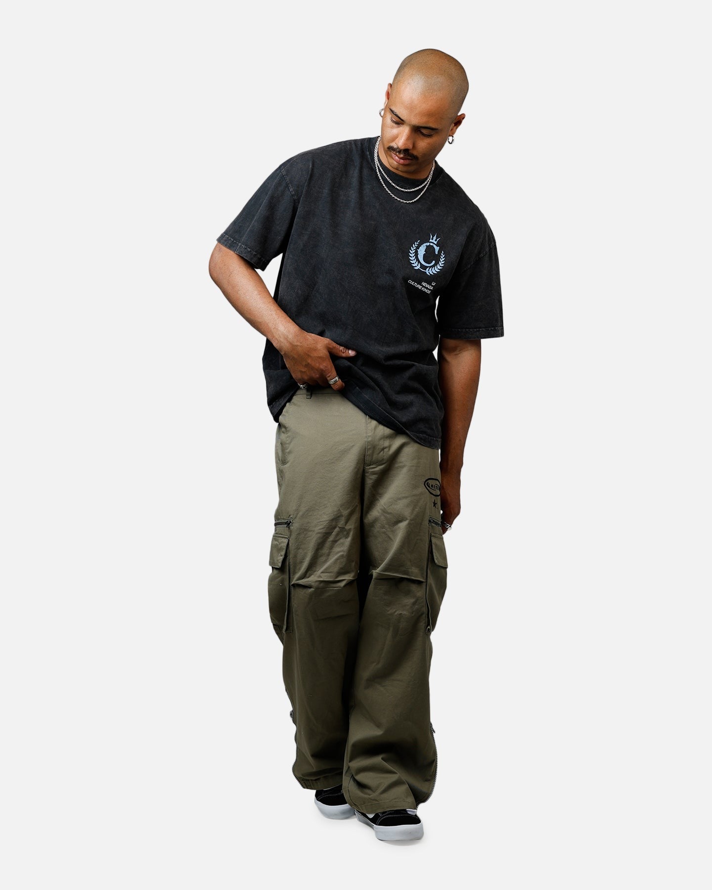 Culture Kings CK Orb Vintage T-Shirt Black Acidwash