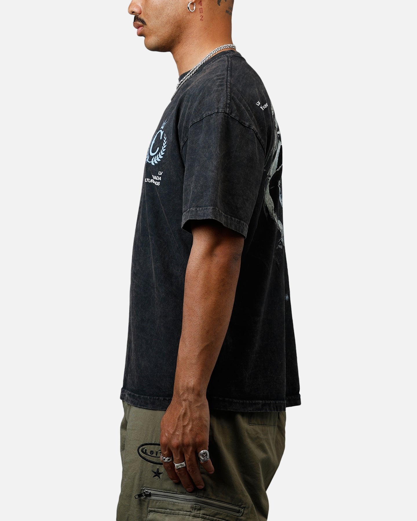 Culture Kings CK Orb Vintage T-Shirt Black Acidwash
