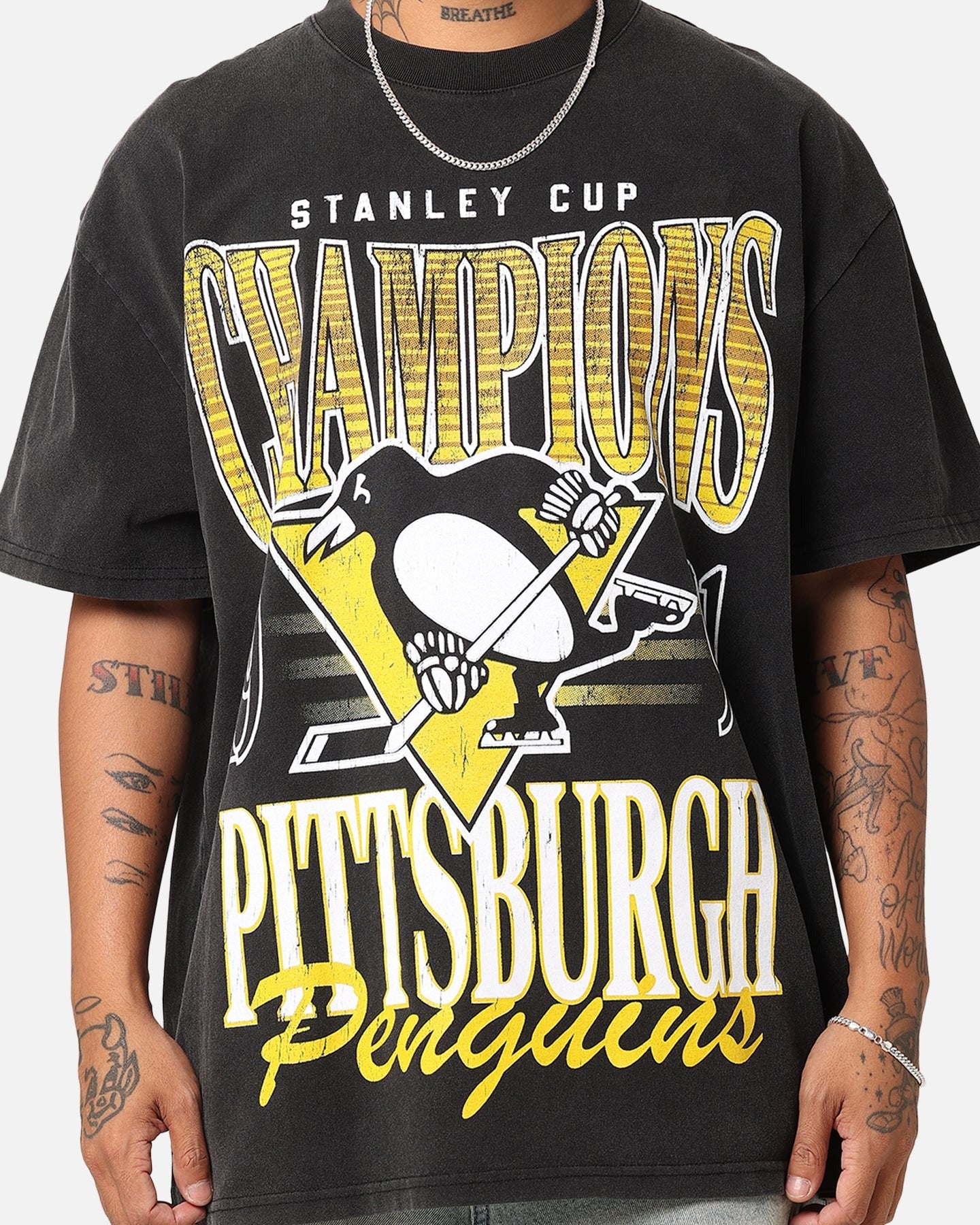 Culture Kings Pittsburgh Penguins 1991 Champ Heavy T-Shirt Vintage Black