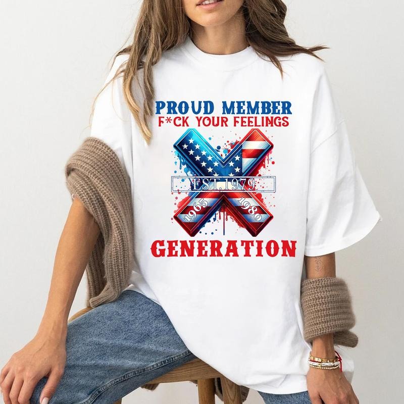 Custom Year Gen X Proud Member Flag T-shirt, Vintage Gen X 1965-1980 Shirt V1 style 001