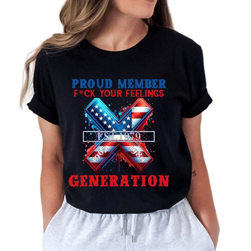 Custom Year Gen X Proud Member Flag T-shirt, Vintage Gen X 1965-1980 Shirt V1 style 001