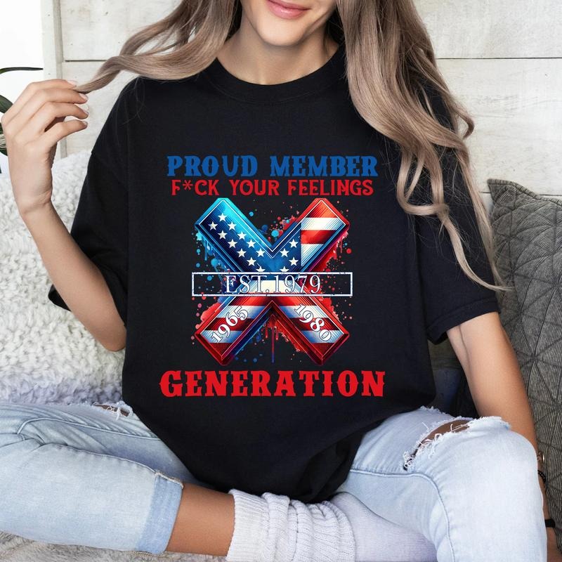 Custom Year Gen X Proud Member Flag T-shirt, Vintage Gen X 1965-1980 Shirt V1 style 001