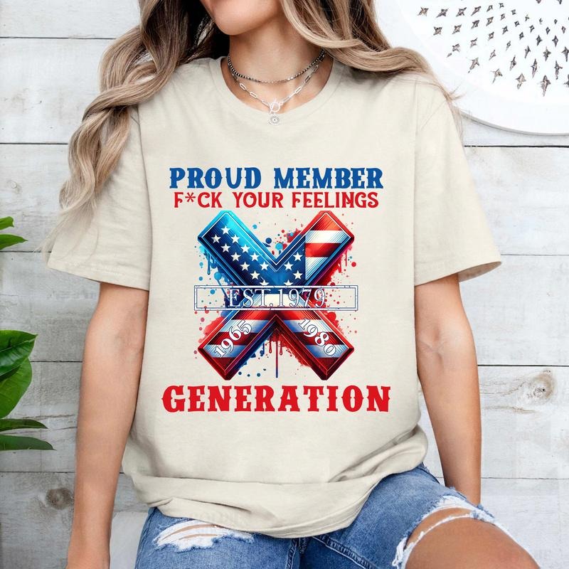 Custom Year Gen X Proud Member Flag T-shirt, Vintage Gen X 1965-1980 Shirt V1 style 001