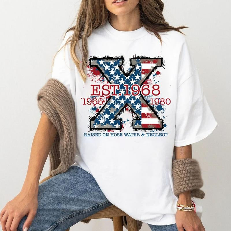 Custom Year Proud Member Neglect Gen X T-shirt, Vintage Flag Hose Water Gen X 1965-1980 Shirt