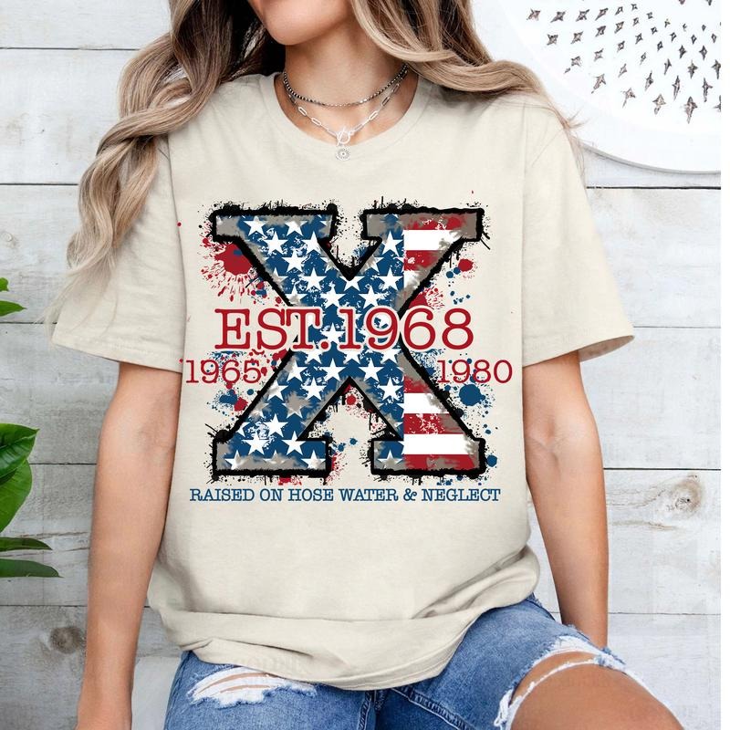 Custom Year Proud Member Neglect Gen X T-shirt, Vintage Flag Hose Water Gen X 1965-1980 Shirt