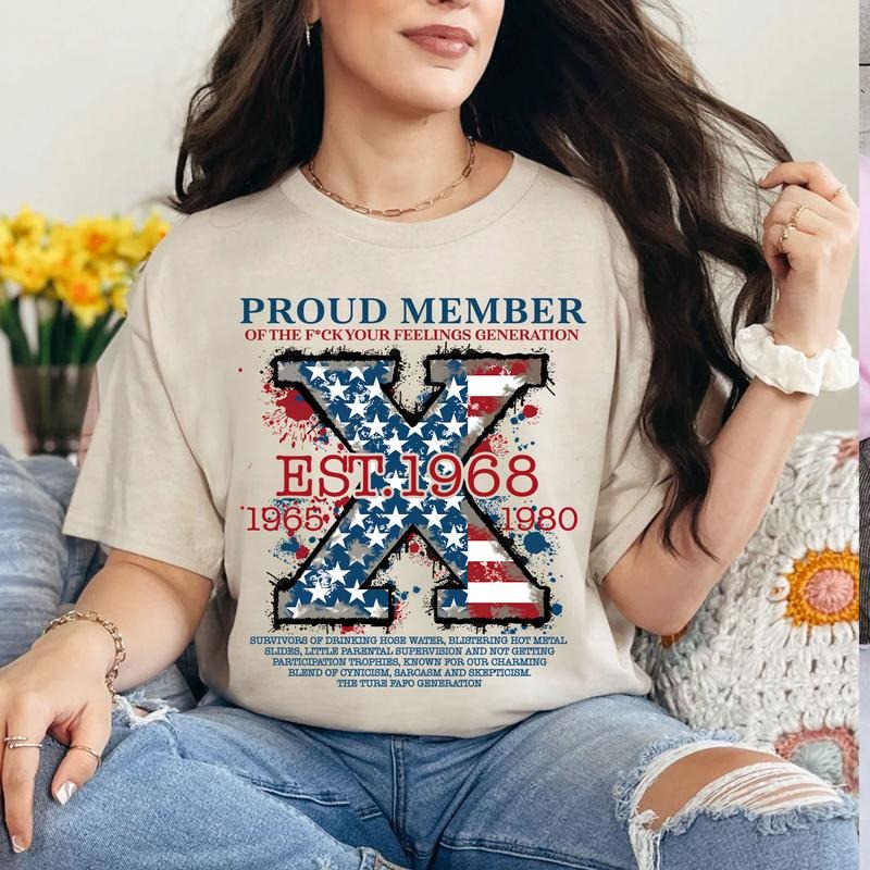 Custom Year Proud Member The True FAFO Gen X T-shirt, Vintage Flag FAFO Gen X 1965-1980 Shirt style 001