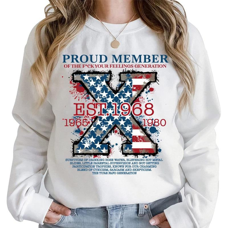 Custom Year Proud Member The True FAFO Gen X T-shirt, Vintage Flag FAFO Gen X 1965-1980 Shirt style 001