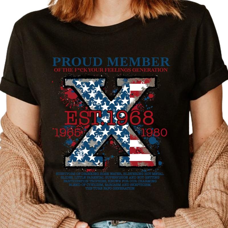 Custom Year Proud Member The True FAFO Gen X T-shirt, Vintage Flag FAFO Gen X 1965-1980 Shirt style 001