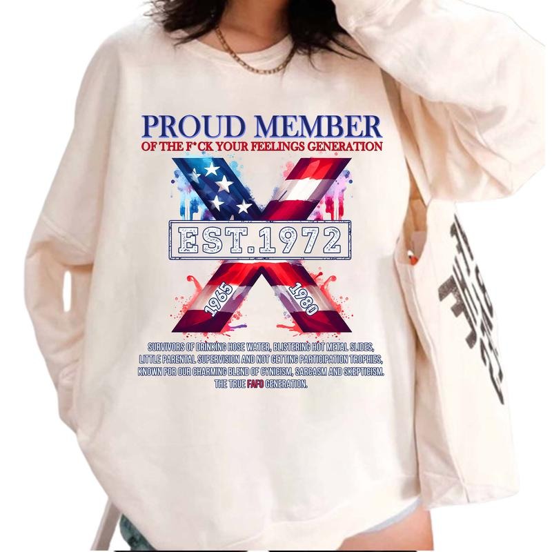 Custom Year Proud Member The True FAFO Gen X T-shirt, Vintage Flag Gen X 1965-1980 Shirt style 001