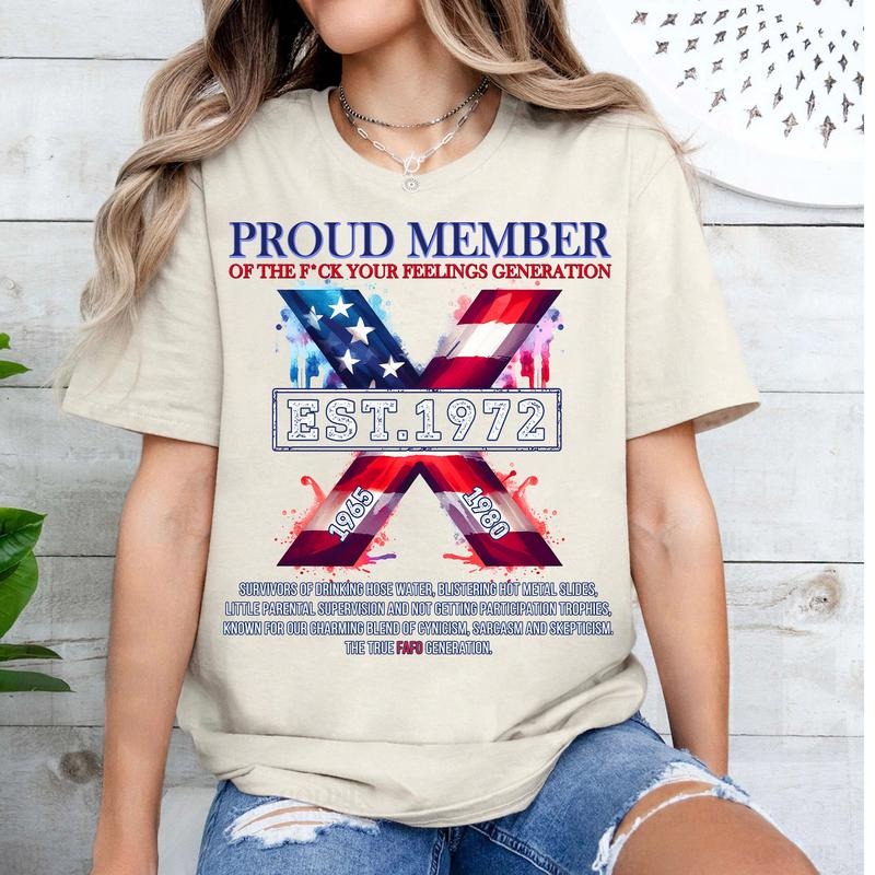 Custom Year Proud Member The True FAFO Gen X T-shirt, Vintage Flag Gen X 1965-1980 Shirt style 001