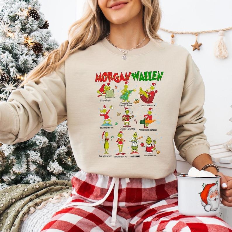 Cute Wallen Christmas Sweatshirt, Morgan Grinh Christmas T-shirt, Christmas Music Lover Gift, Merry Christmas Tee, Wallen Fan Gifts