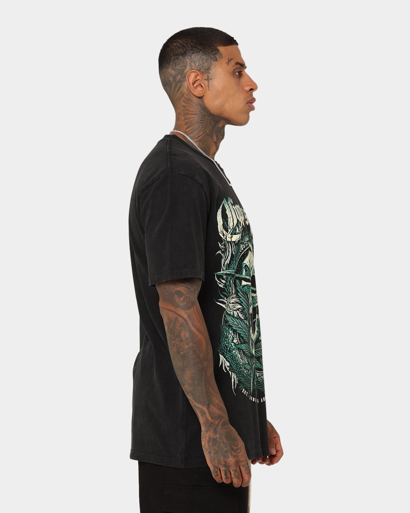 Cypress Hill Weed Skull 1988 LA Vintage T-Shirt Washed Black