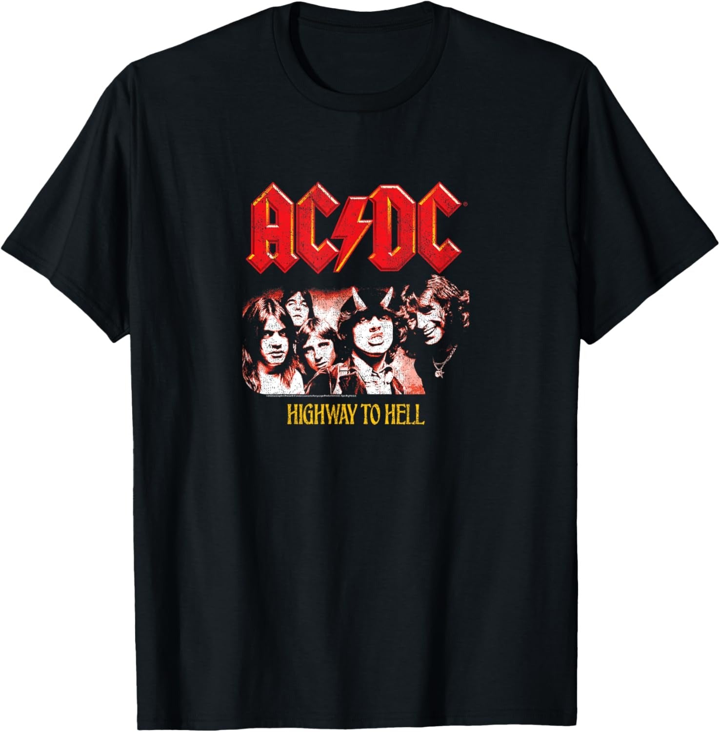 AC\/DC - ACDC Highway To Hell T-Shirt - Black - Small - Men's - Unisex - Modern - Music - Letter Print - Short Sleeve - T-Shirt - Crew Neck - Pull On - Cotton Blend - Machine Wash