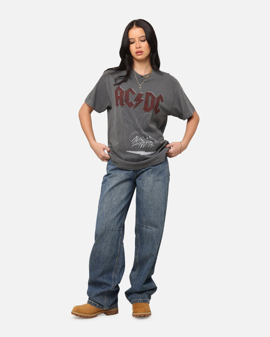 AC/DC Fly On The Wall Tour T-Shirt Faded Black Style001