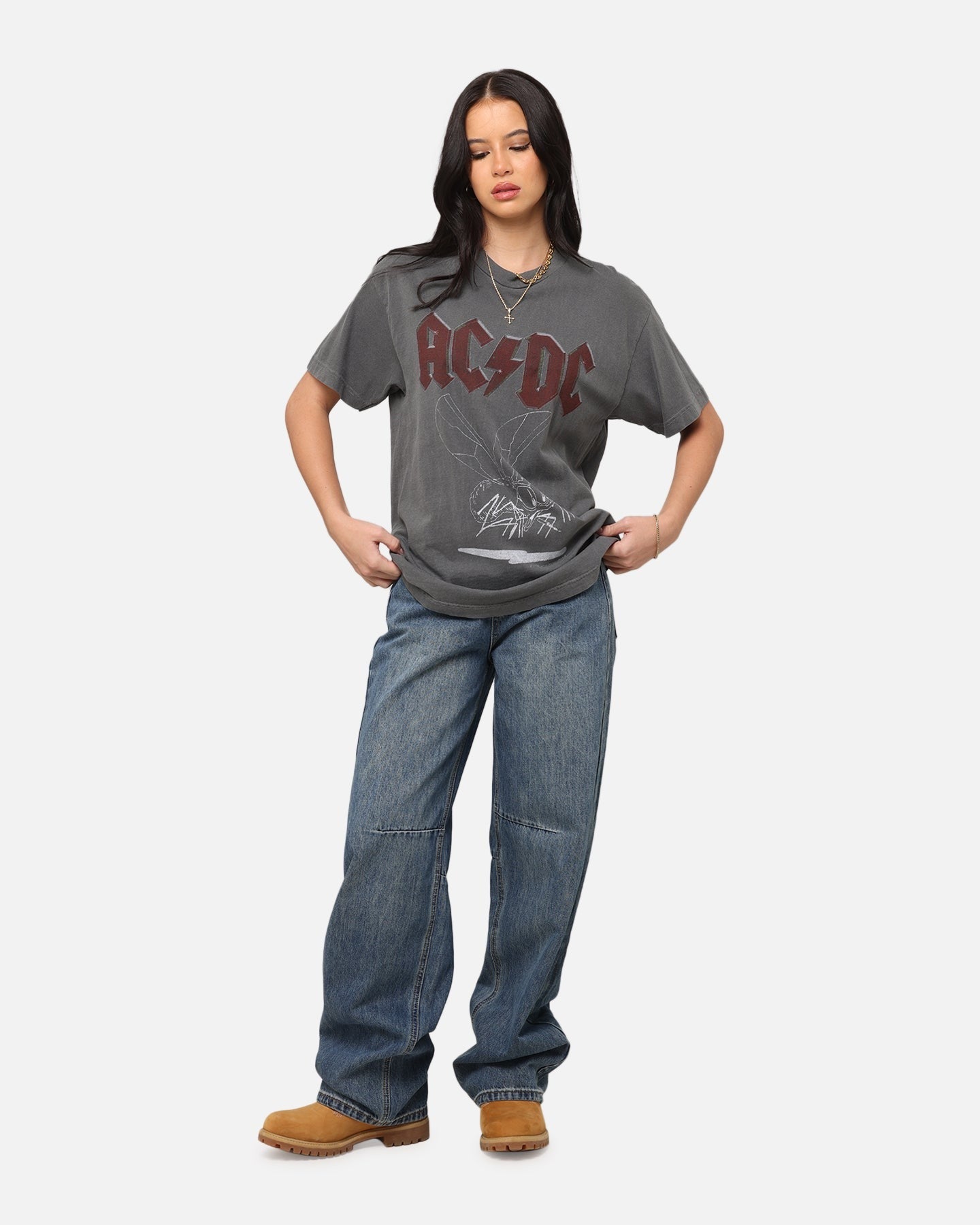 AC/DC Fly On The Wall Tour T-Shirt Faded Black Style001