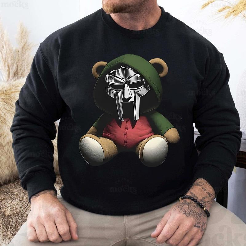DOOM Mask Teddy Bear T-shirt, MF Cool Streetwear Sweatshirt, Unisex Hip Hop Shirt, Teddy Art Print Tee, Hoodie For Rapper Lovers