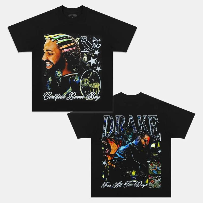 DRAKE V2 Double Printed Short Sleeve Tee Cotton Vintage Shirt To Match Sneaker Hiphop Clothing Rapper Merch Shirt, Hiphop Tour Concert 2024, Gift For Fan Y2K Aesthetic Hoodie Sweatshirt