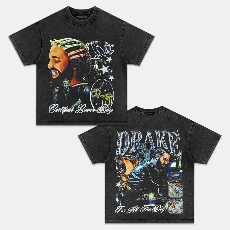 DRAKE V2 Double Printed Short Sleeve Tee Cotton Vintage Shirt To Match Sneaker Hiphop Clothing Rapper Merch Shirt, Hiphop Tour Concert 2024, Gift For Fan Y2K Aesthetic Hoodie Sweatshirt