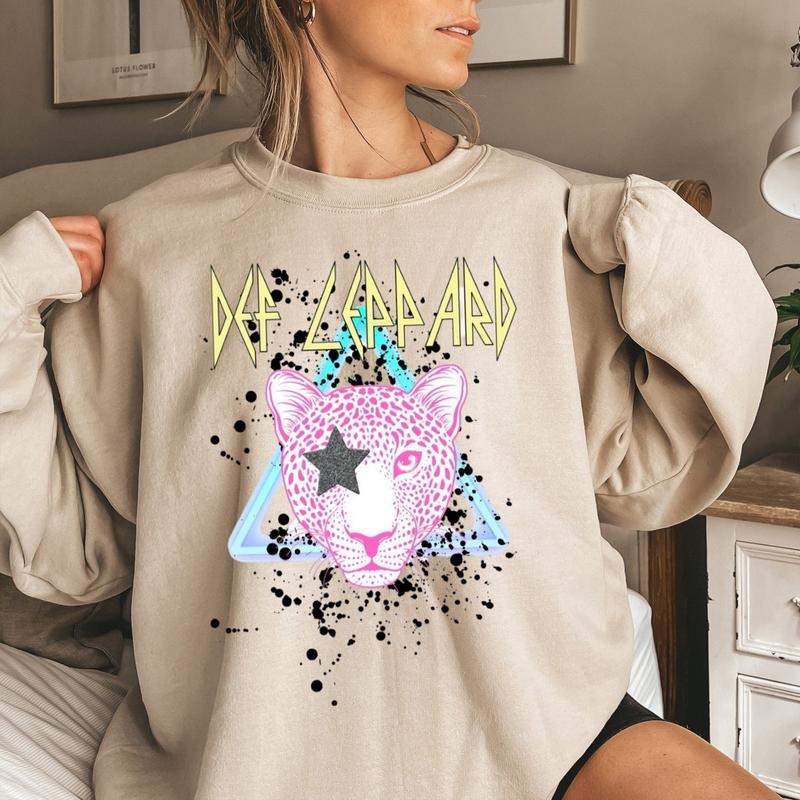Deff Retro Lleppard Hoodie, Classic Rock Bands Apparel, Concert Nostalgia, Unisex Sweater Pullover Tee